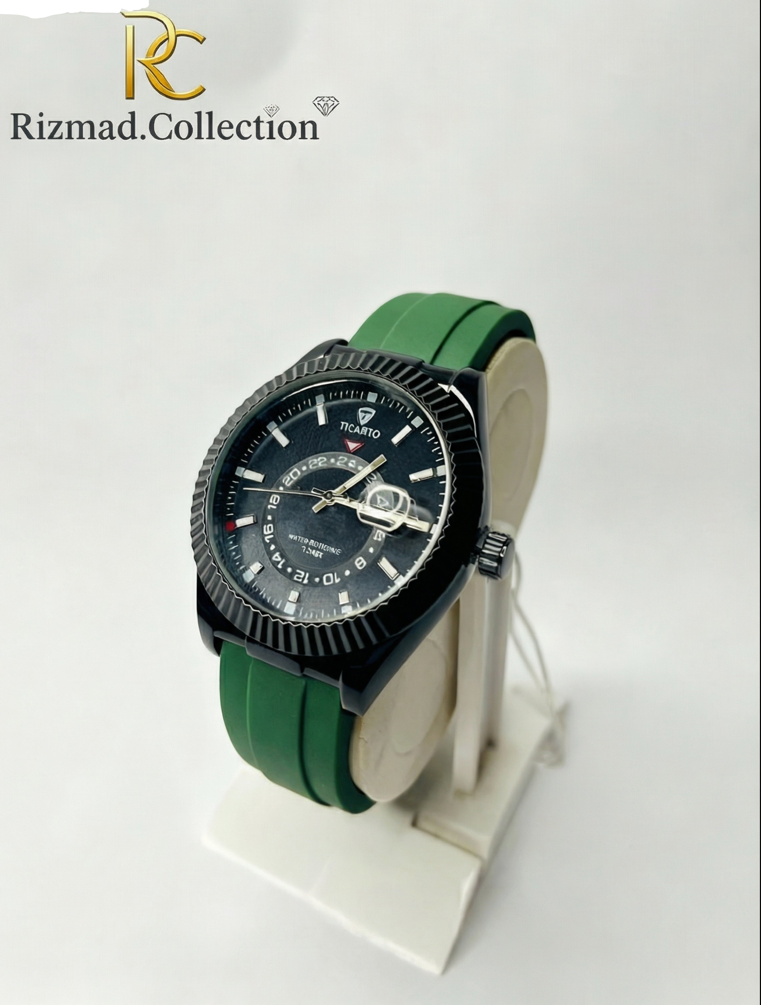 Ticarto Men’s Analog Watch – Green Silicone Strap | Free Box & Packaging | Rizmad Collection