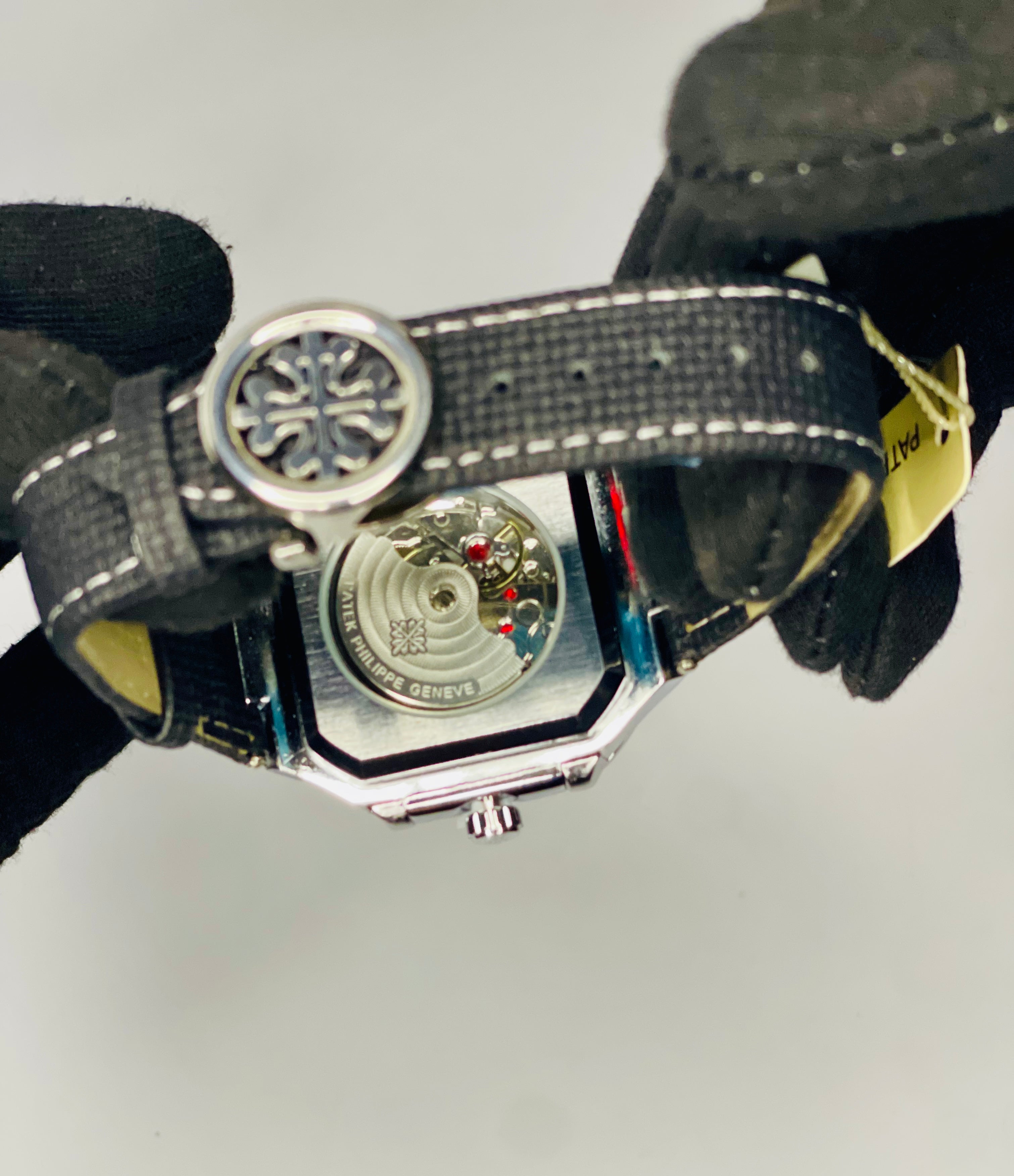 Luxury Automatic Men’s Watch – Square Dial, Leather Strap, Day Date | Free Box & Packaging