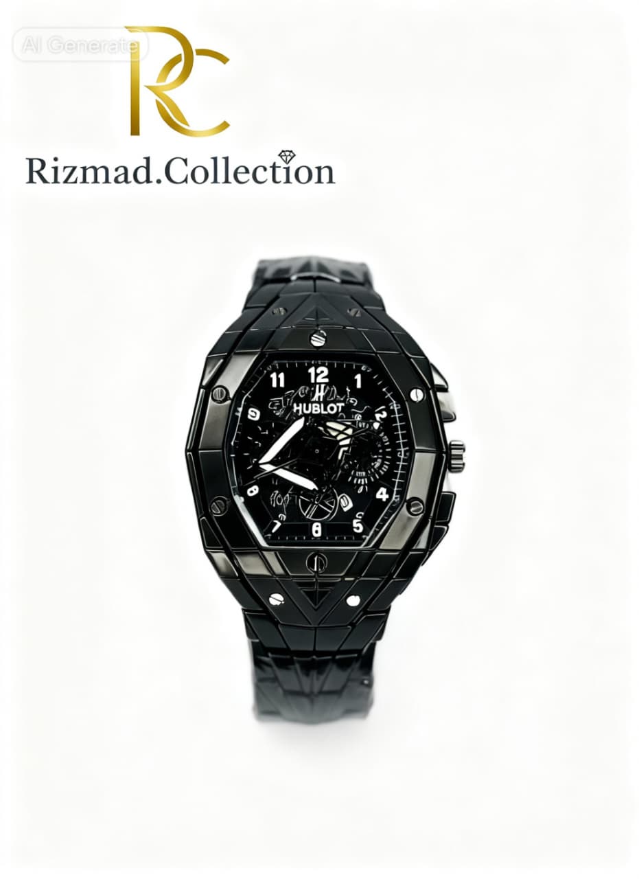 Hublot Style Luxury Black Men’s Watch – Bold & Premium Design | Free Box & Packaging