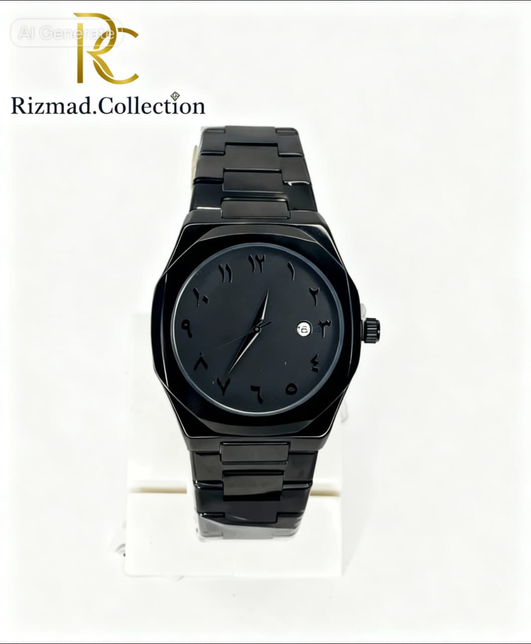 Men’s Arabic Numeral Analog Watch – Black & Silver Stainless Steel Wrist Watch | Free Box & Packaging