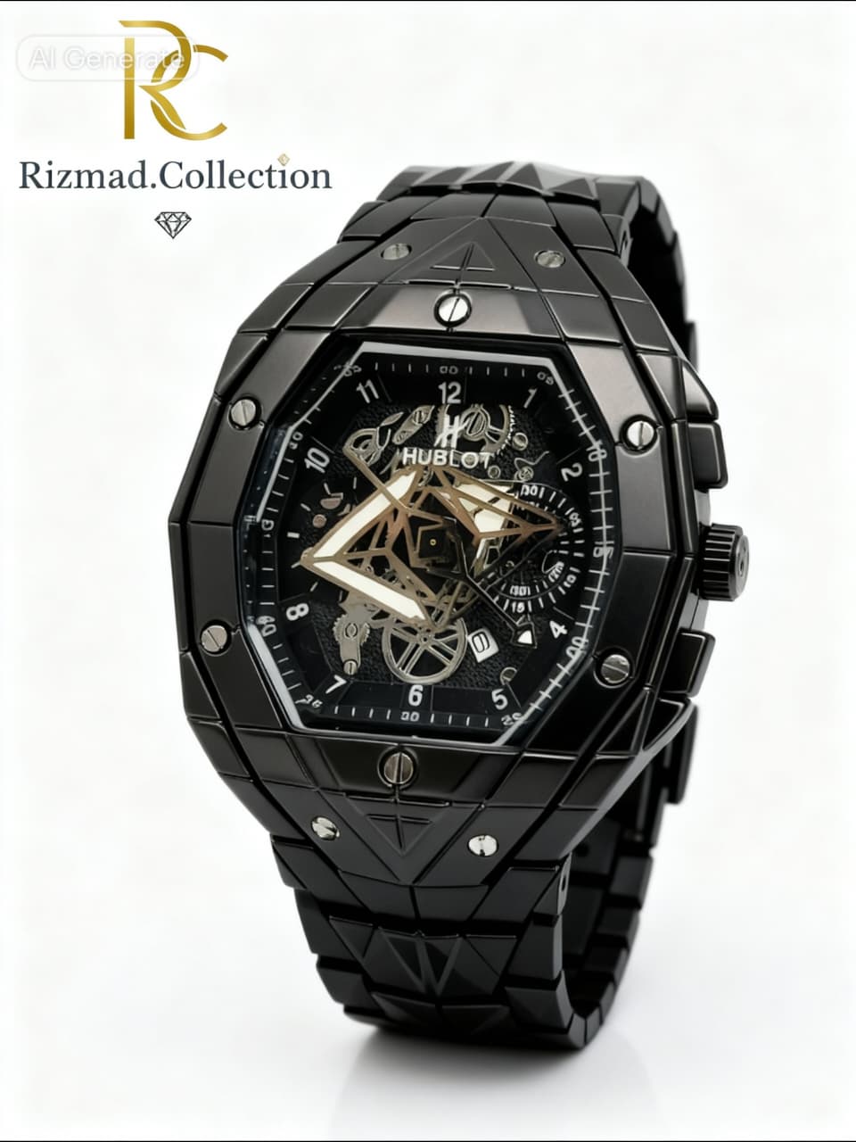 Hublot Style Luxury Black Men’s Watch – Bold & Premium Design | Free Box & Packaging